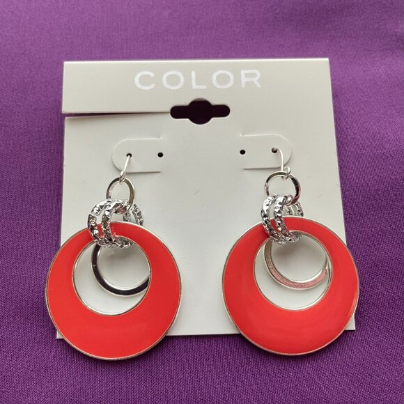 Bundle 3 Pairs of Earrings for $12.  Orange and Silver Dangle Earrings - Picture 1 of 2